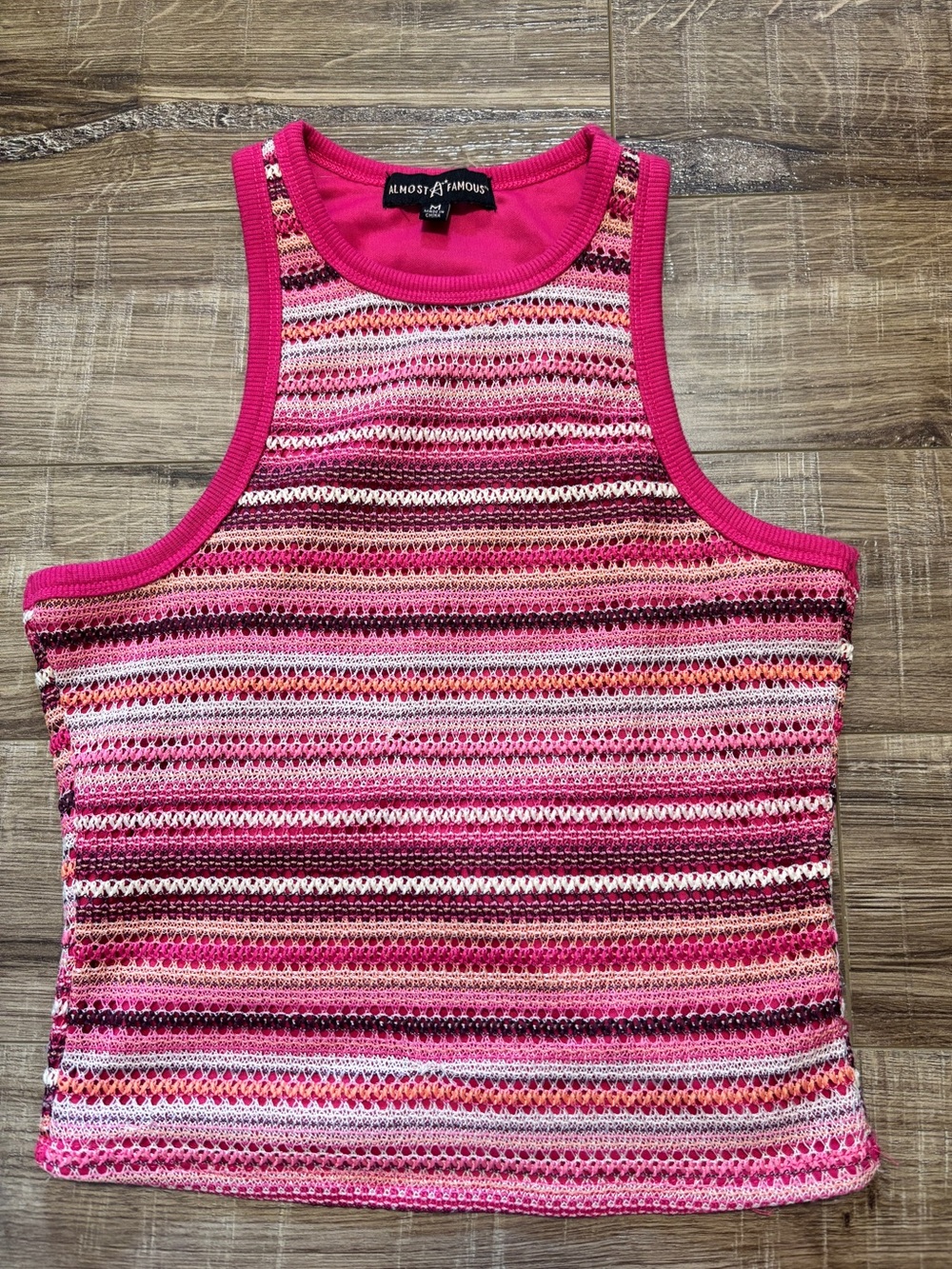 Almost Famous Pink Multicolor Striped Knit Tank